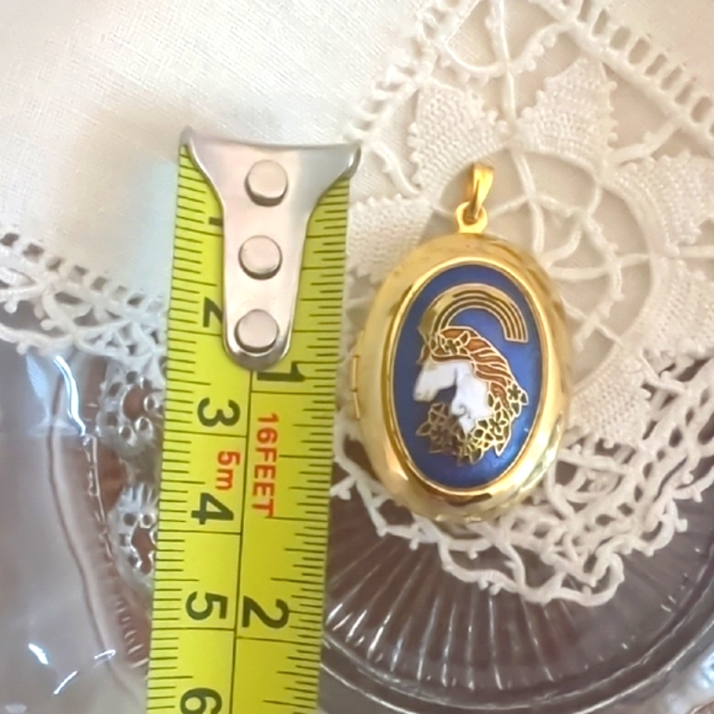 Vintage "Rare" Large Cloisonne Unicorn Enamelled Gold Tone Locket - Picture 4 of 5